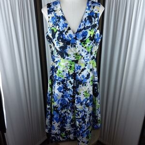 Black Label by Evan-Picone Sleeveless Dress, Blue/Green Periwinkle Combo Size 10